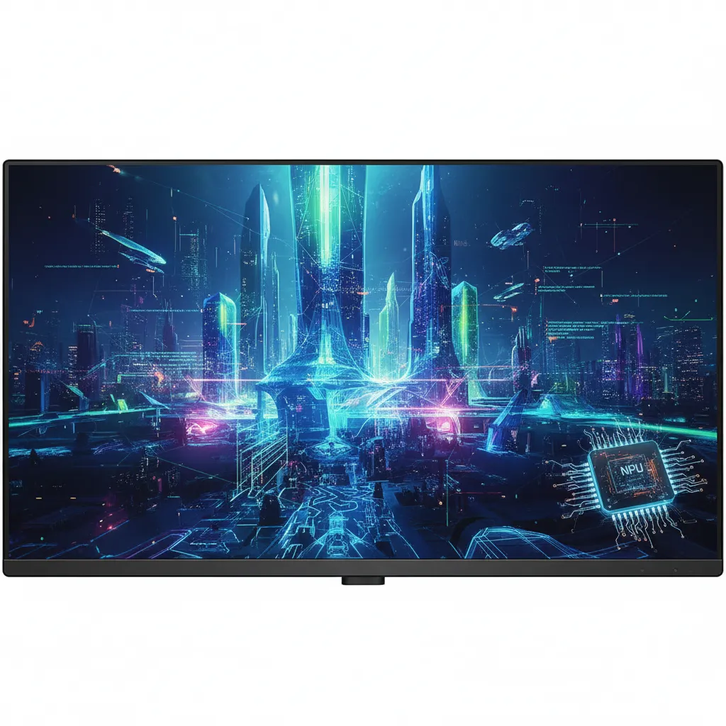 3D rendering accelerated by AI on a futuristic PC screen