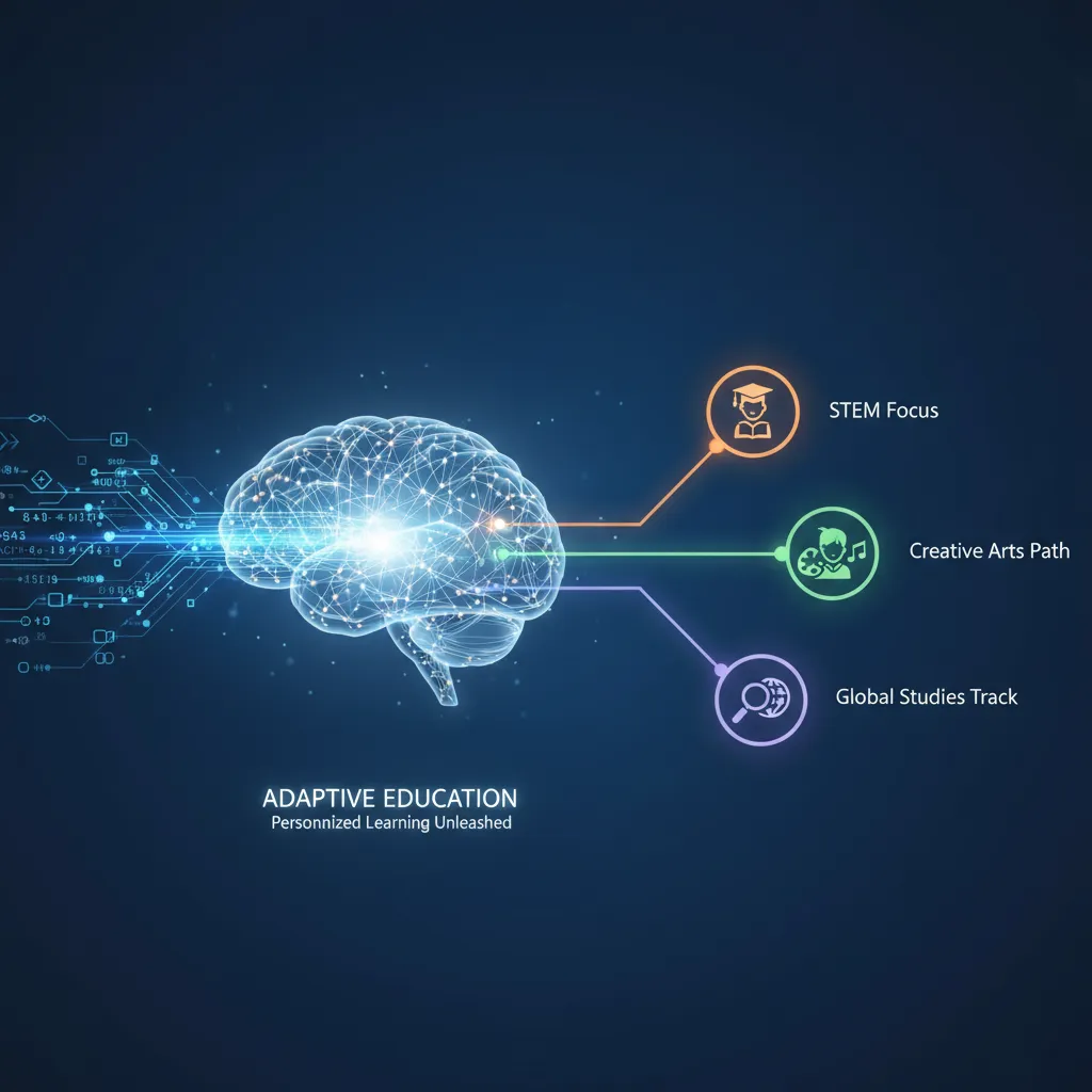Conceptual diagram of AI creating adaptive learning paths