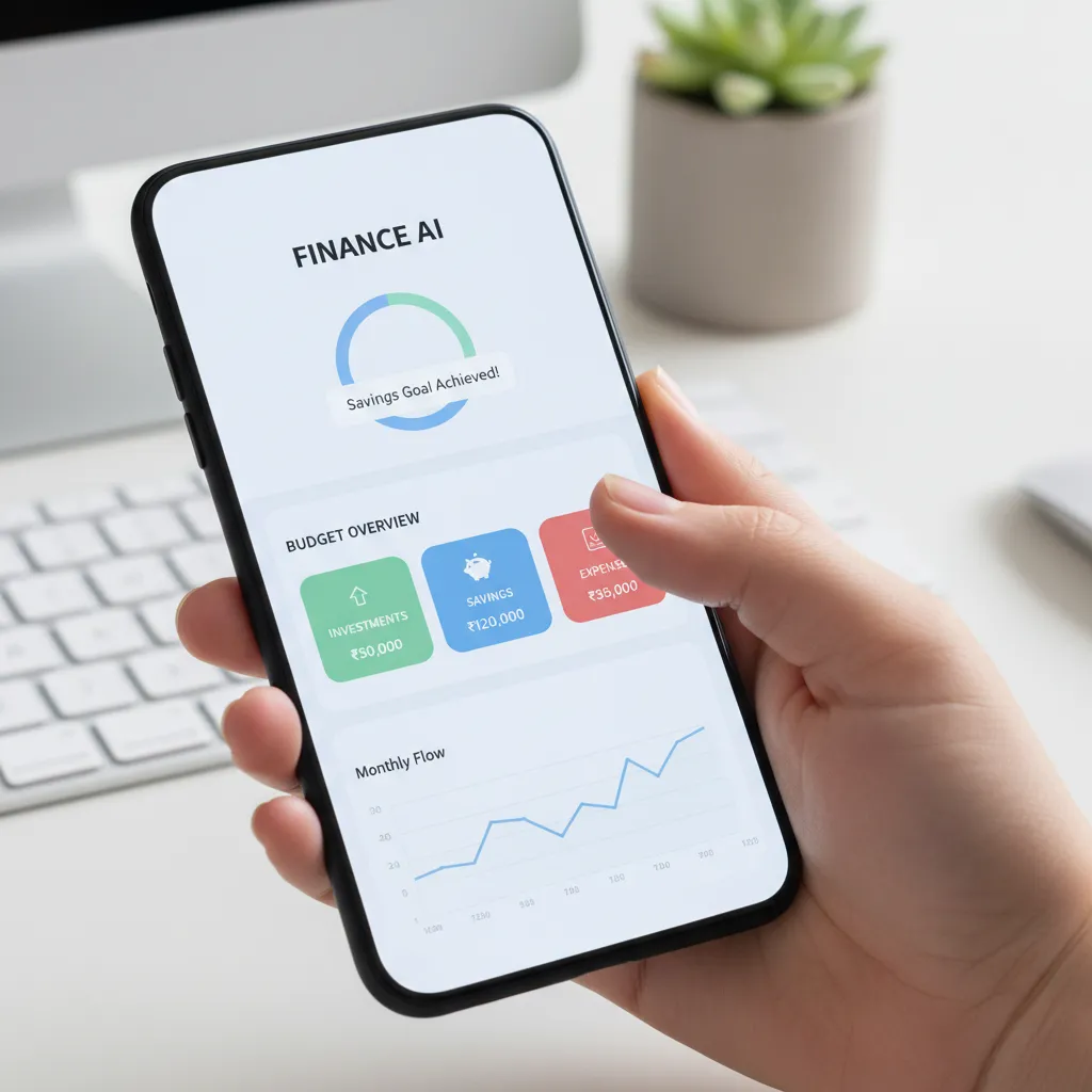 AI-powered budget tracking app on a smartphone.