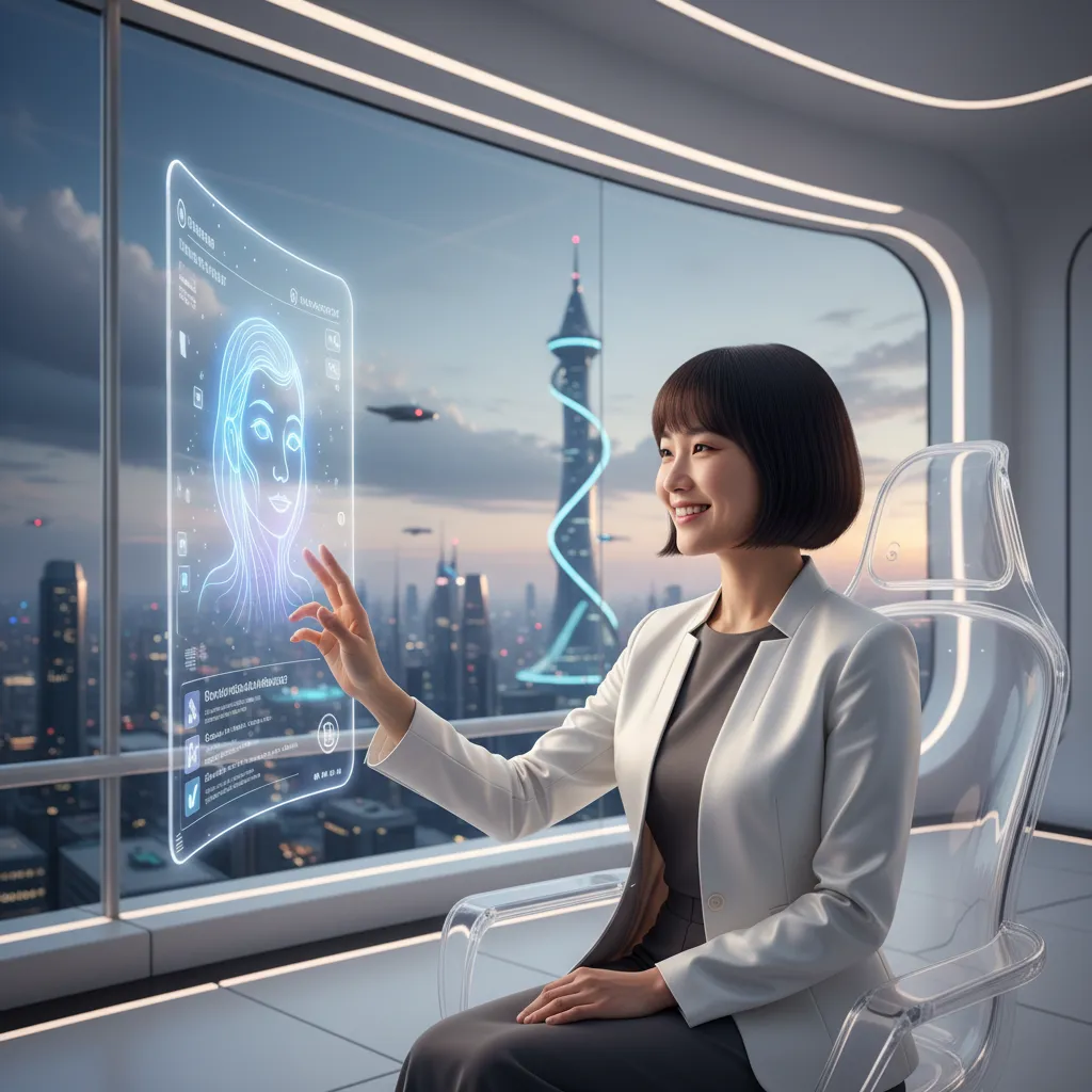 AI chatbot seamlessly interacting with a happy customer