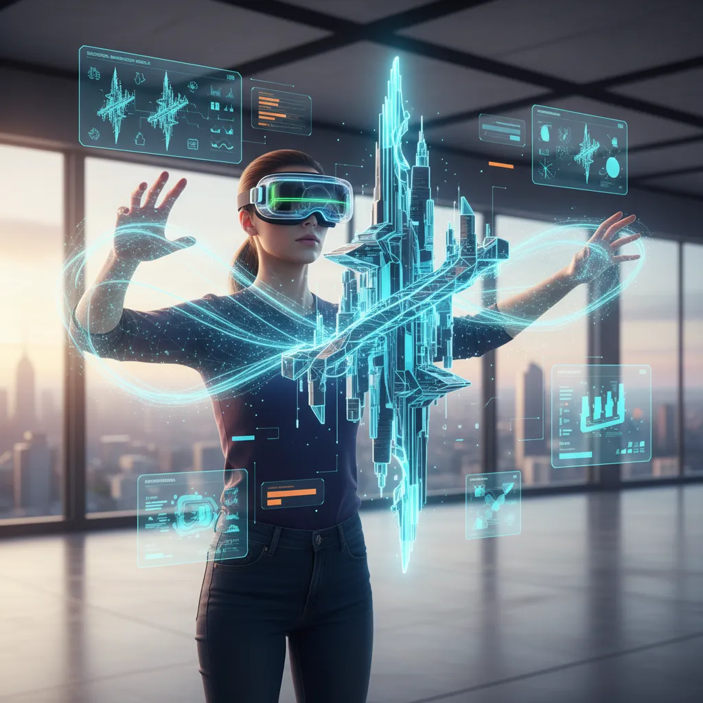 Designer sculpting a 3D model in mixed reality with AI assistance