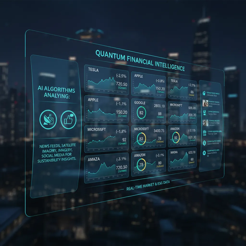 AI dashboard displaying real-time stock and ESG performance