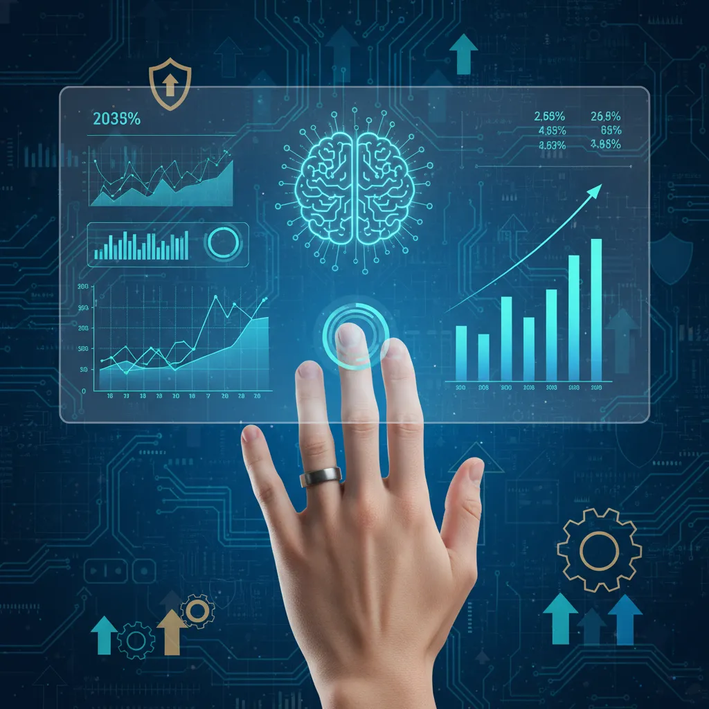 A vivid, cinematic hero image representing an AI financial copilot dashboard integrating with a person's life