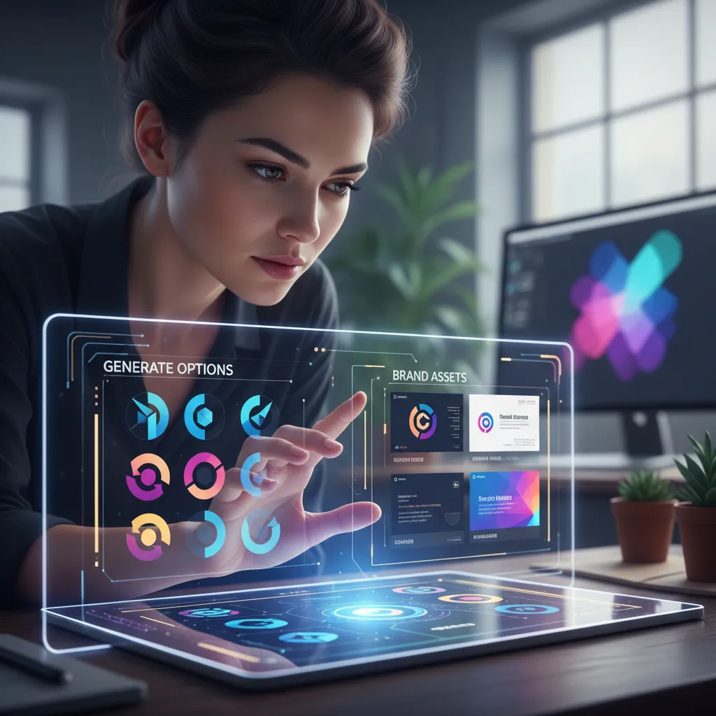 AI graphic design interface generating logos