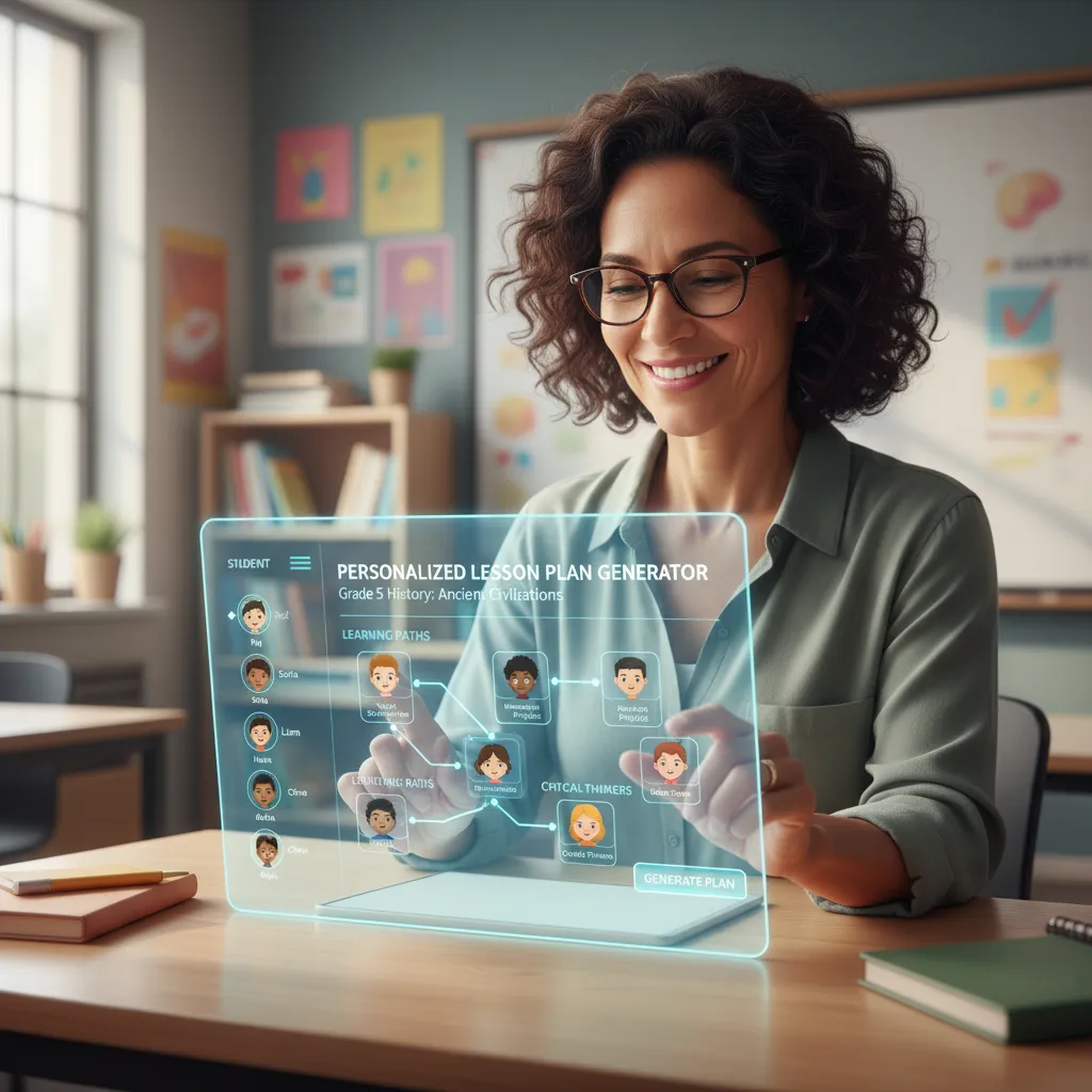 Teacher using AI for personalized lesson plans