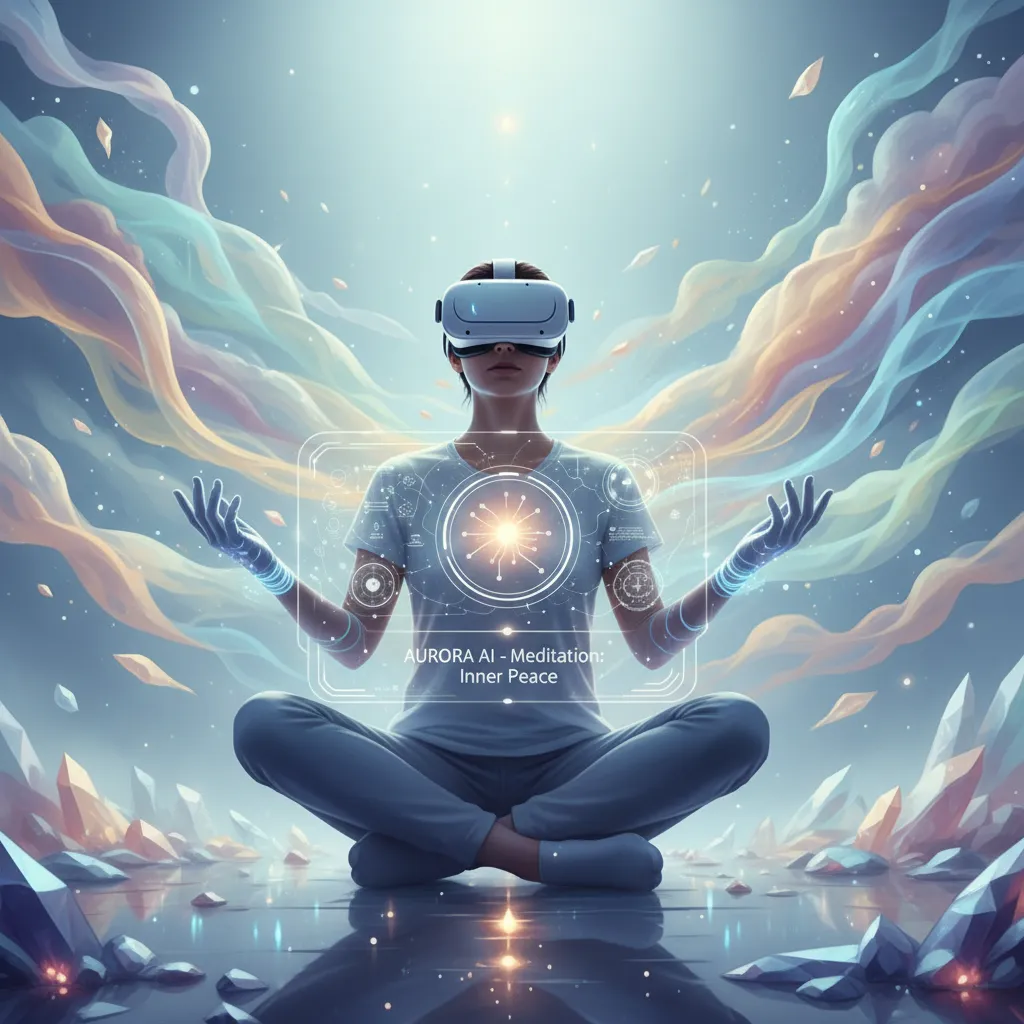 Person meditating with AI VR mental wellness program