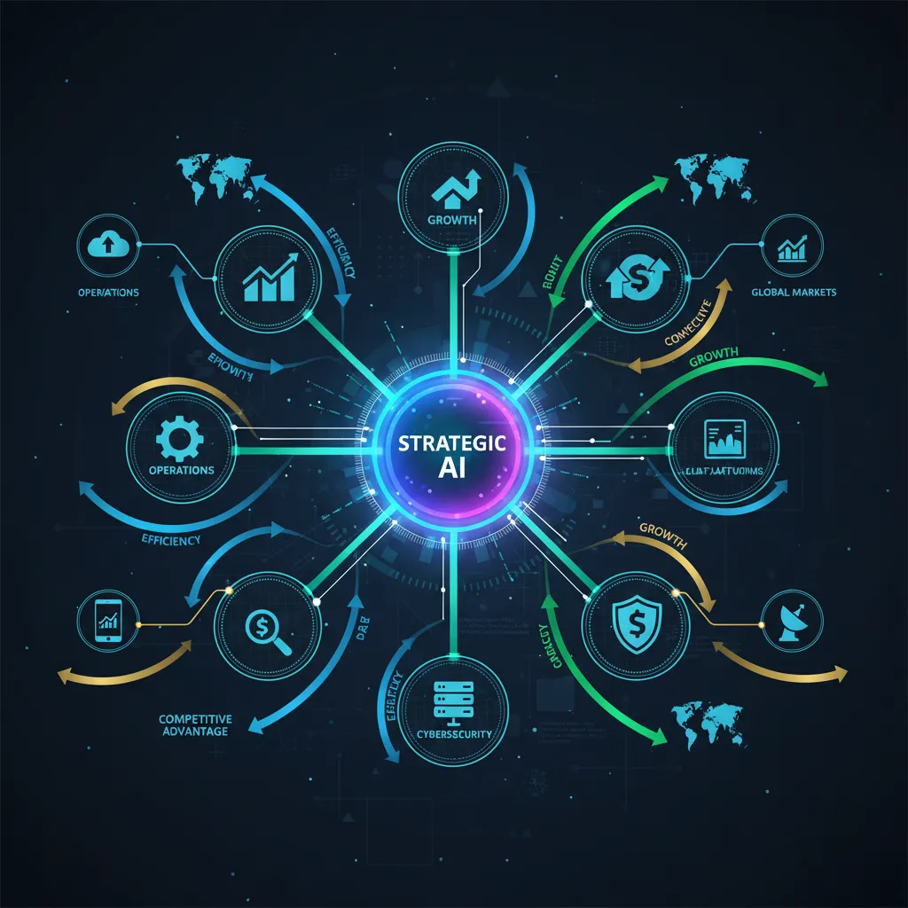 Network of businesses and technologies connected by strategic AI