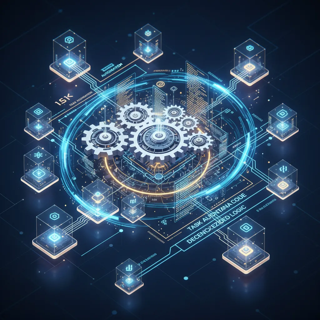 AI algorithms managing smart contracts with gears and code