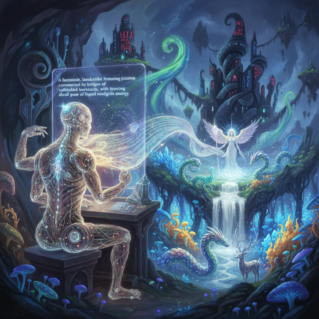 AI agent transforming text descriptions into a vivid visual scene.