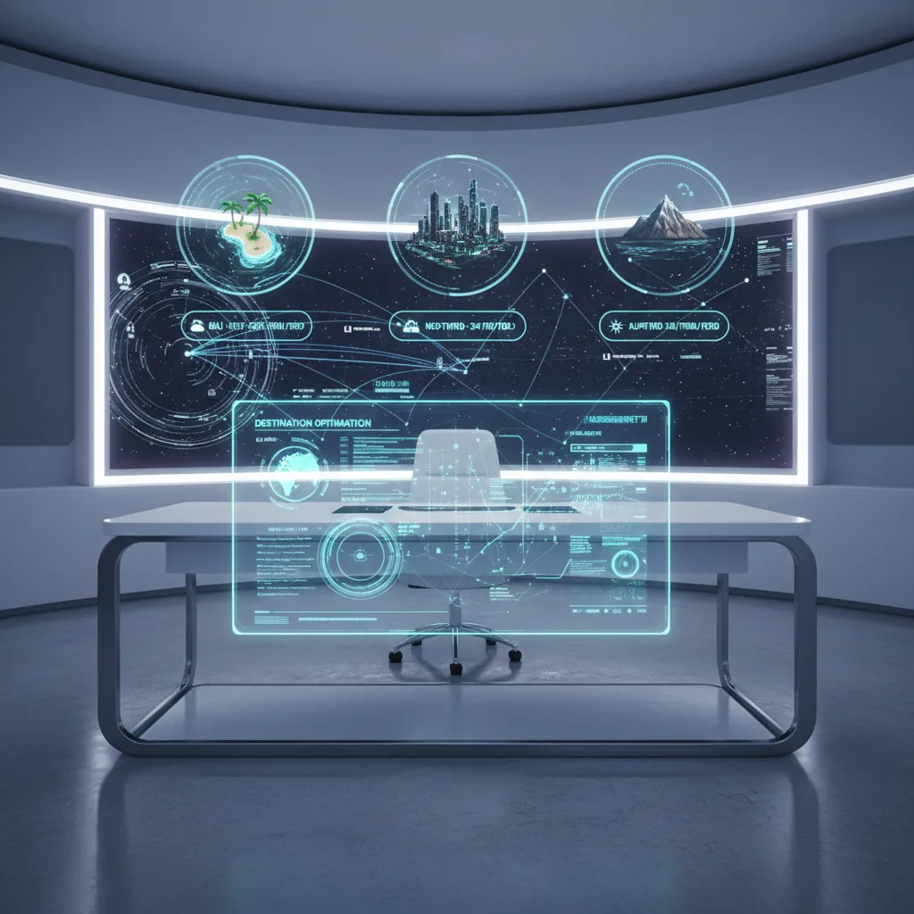 AI processing travel data on a futuristic display
