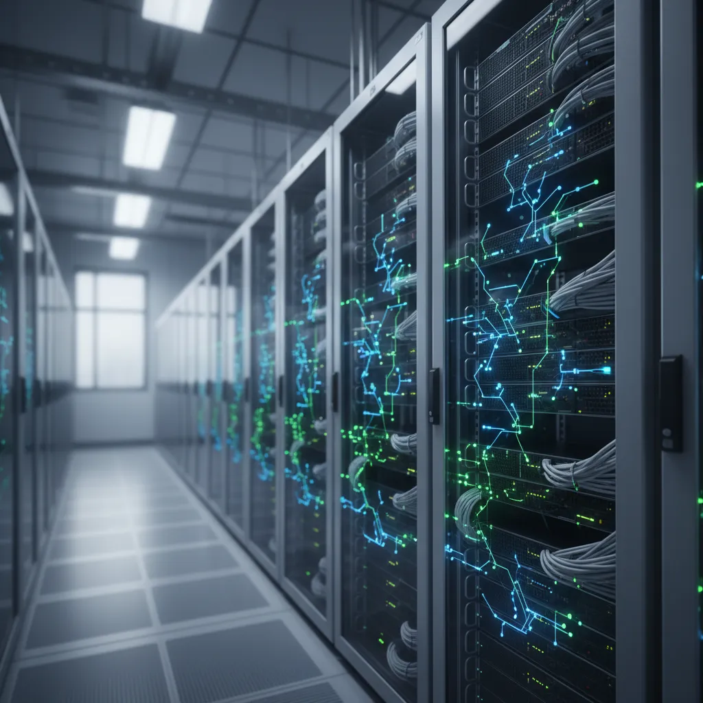 High-tech data center with integrated AI systems for enterprise infrastructure