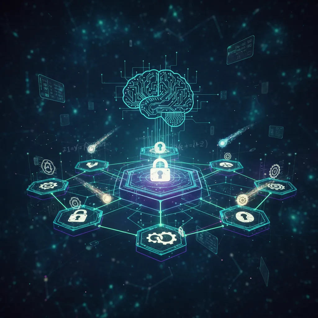 Abstract art of blockchain network for AI micro-investing security