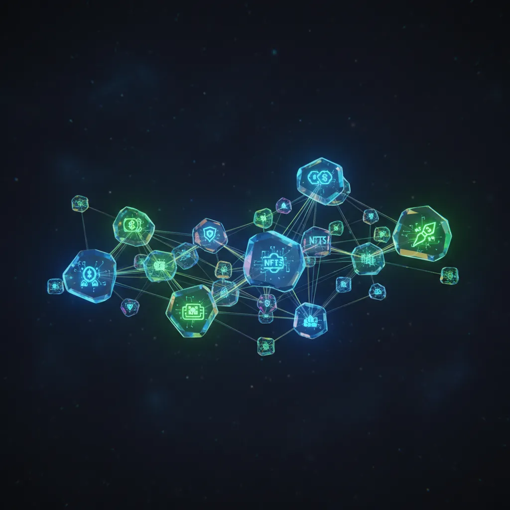 Abstract illustration of blockchain technology and its role in creator ownership.