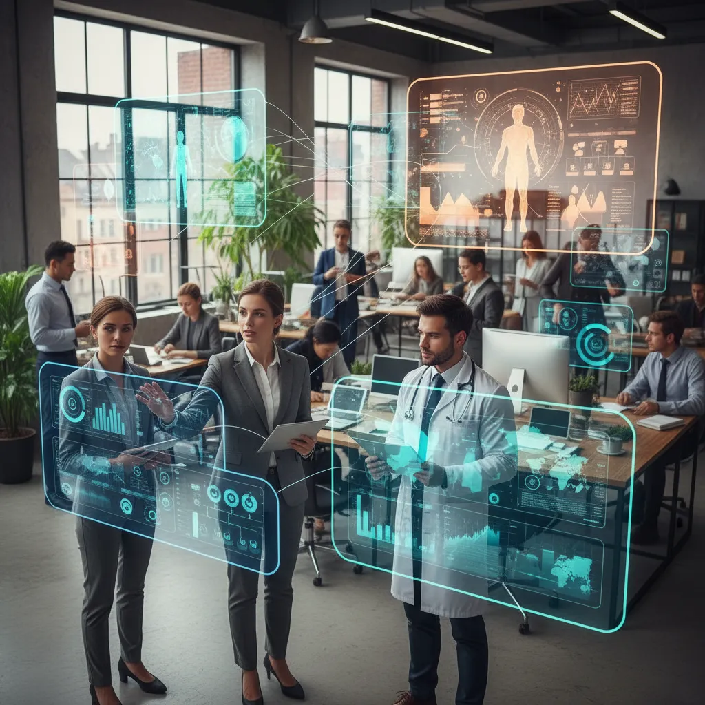 Business professionals integrating AI tools for increased productivity.