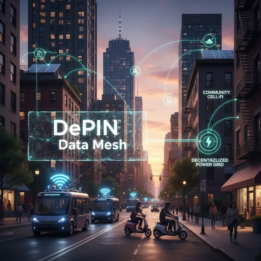Diverse real-world examples of DePIN in a smart city context.