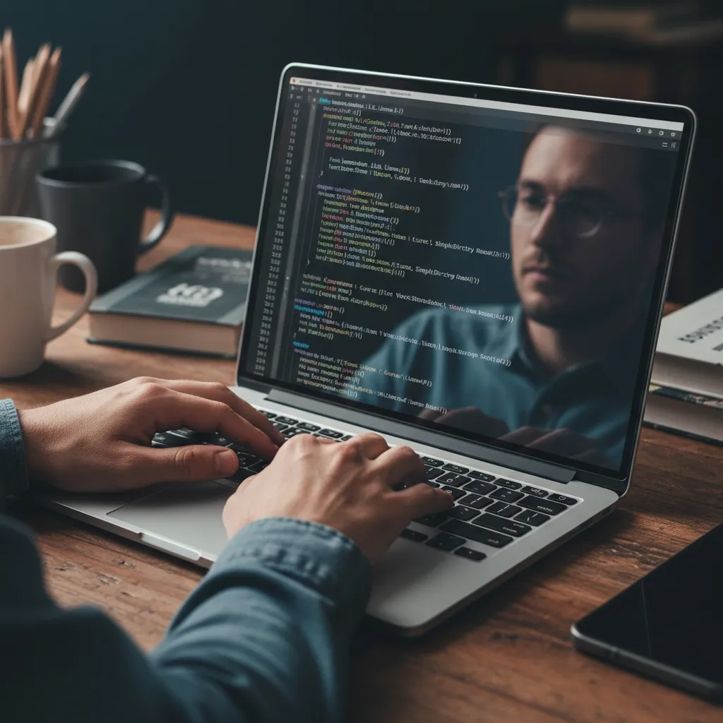 Developer coding custom AI application with Llama 3.1