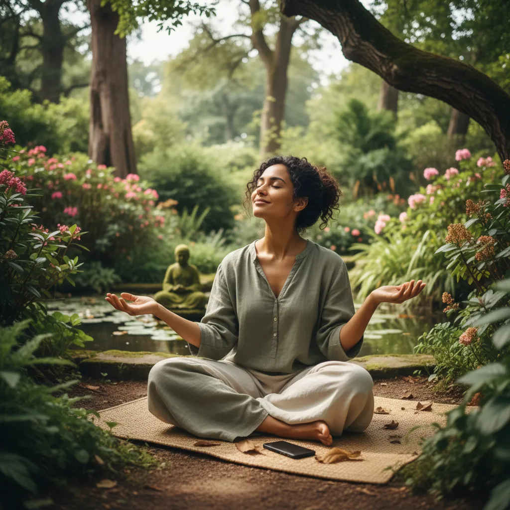 Person doing a digital detox outdoors, phone face down.