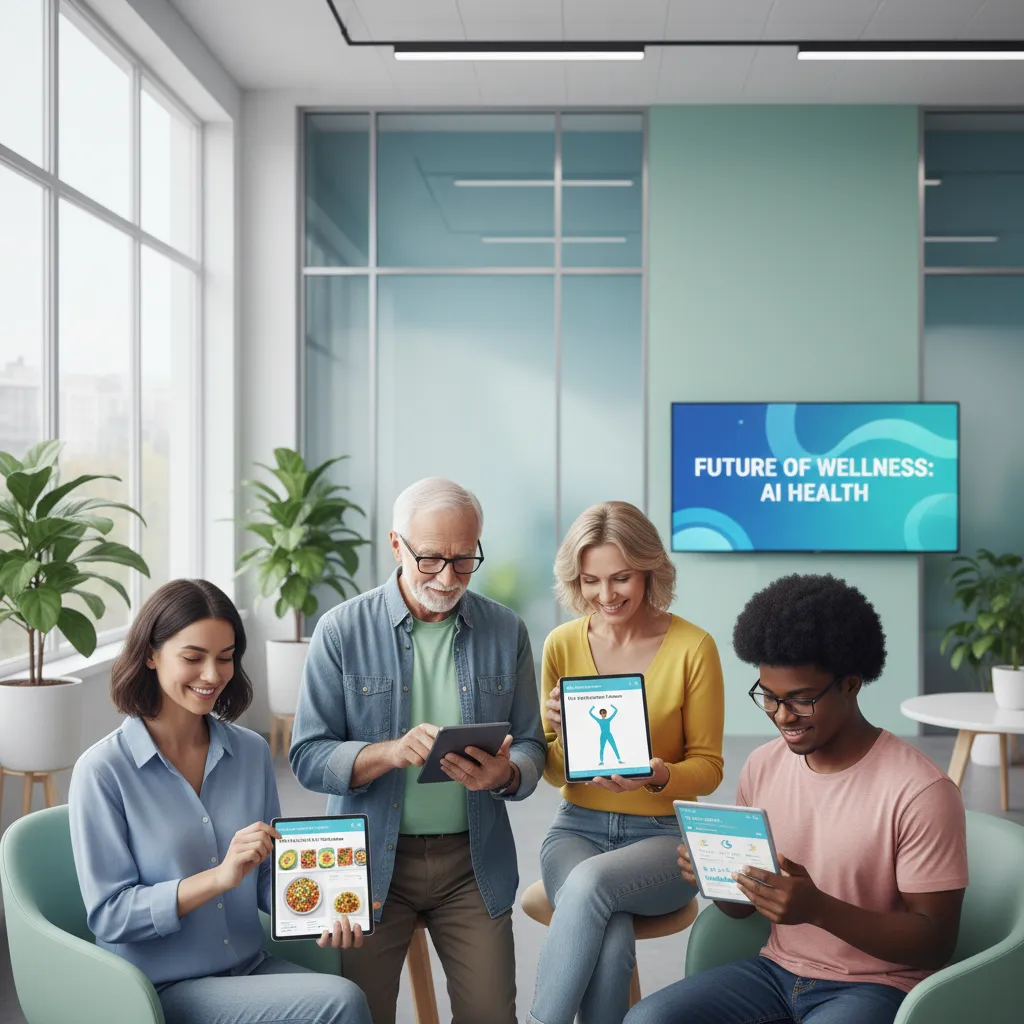 People using AI wellness apps for personalized health coaching.