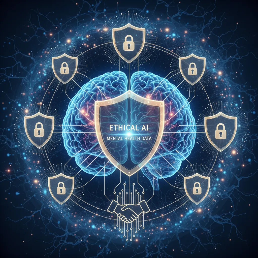 Abstract representation of data privacy and ethical AI