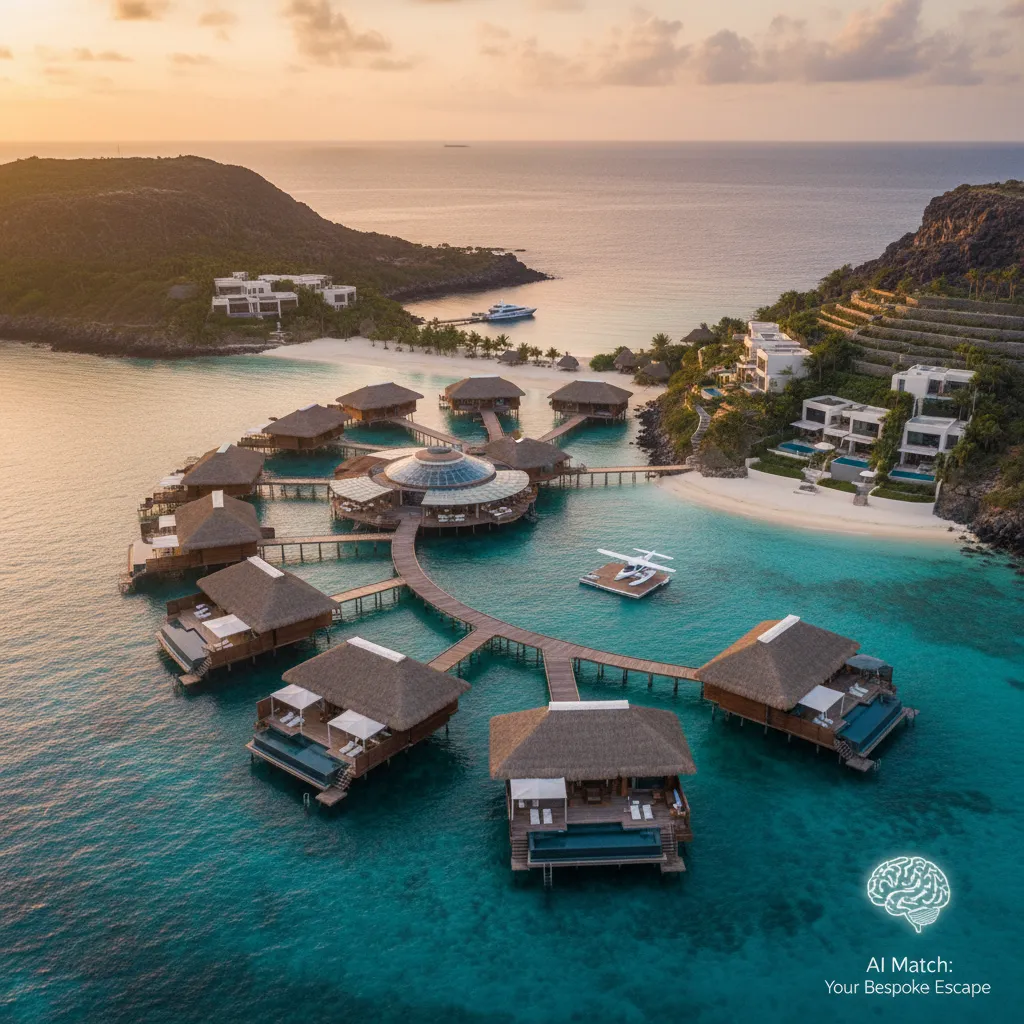 Drone view of an AI-matched luxury resort
