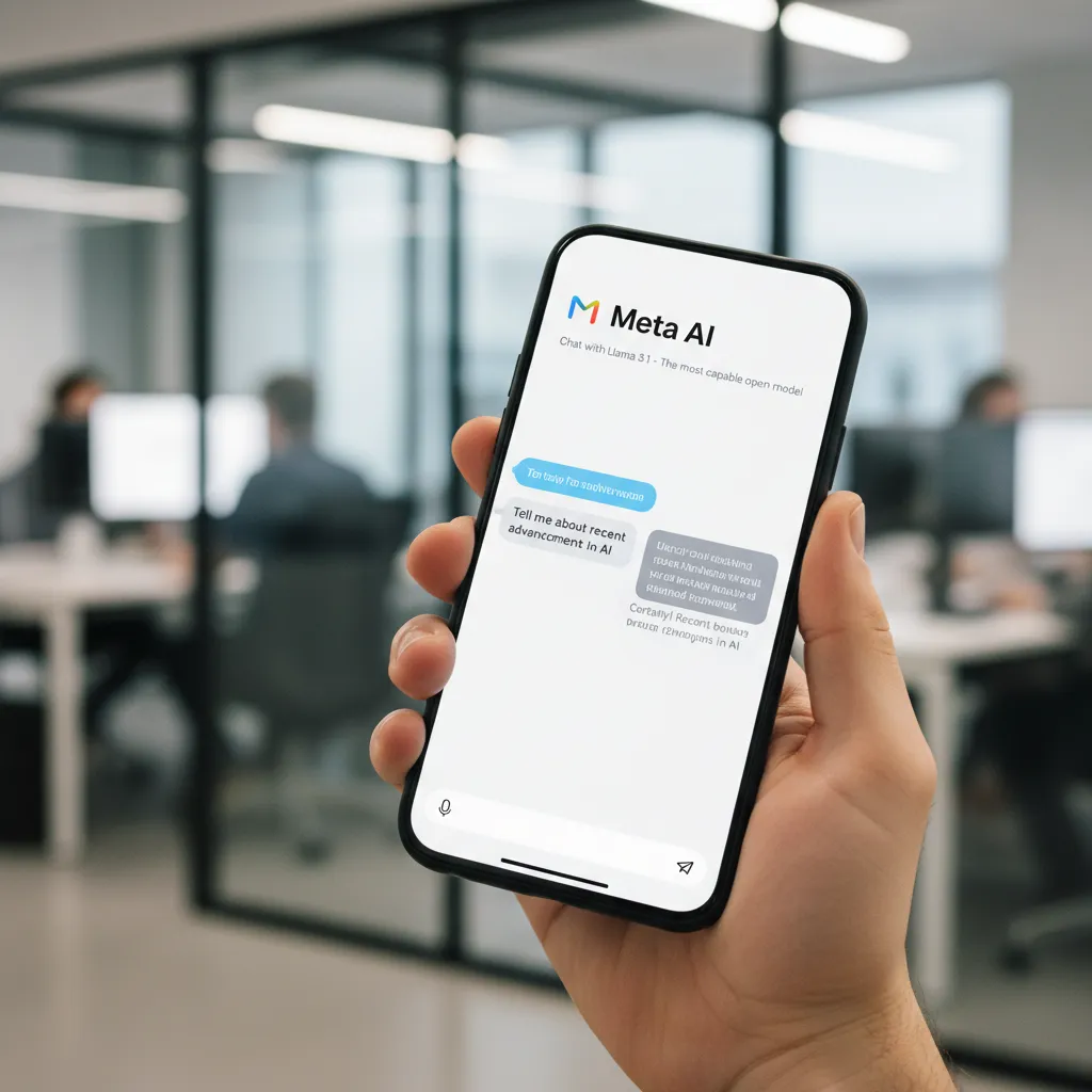 A person using the Meta AI interface powered by Llama 3.1 on a modern smartphone.