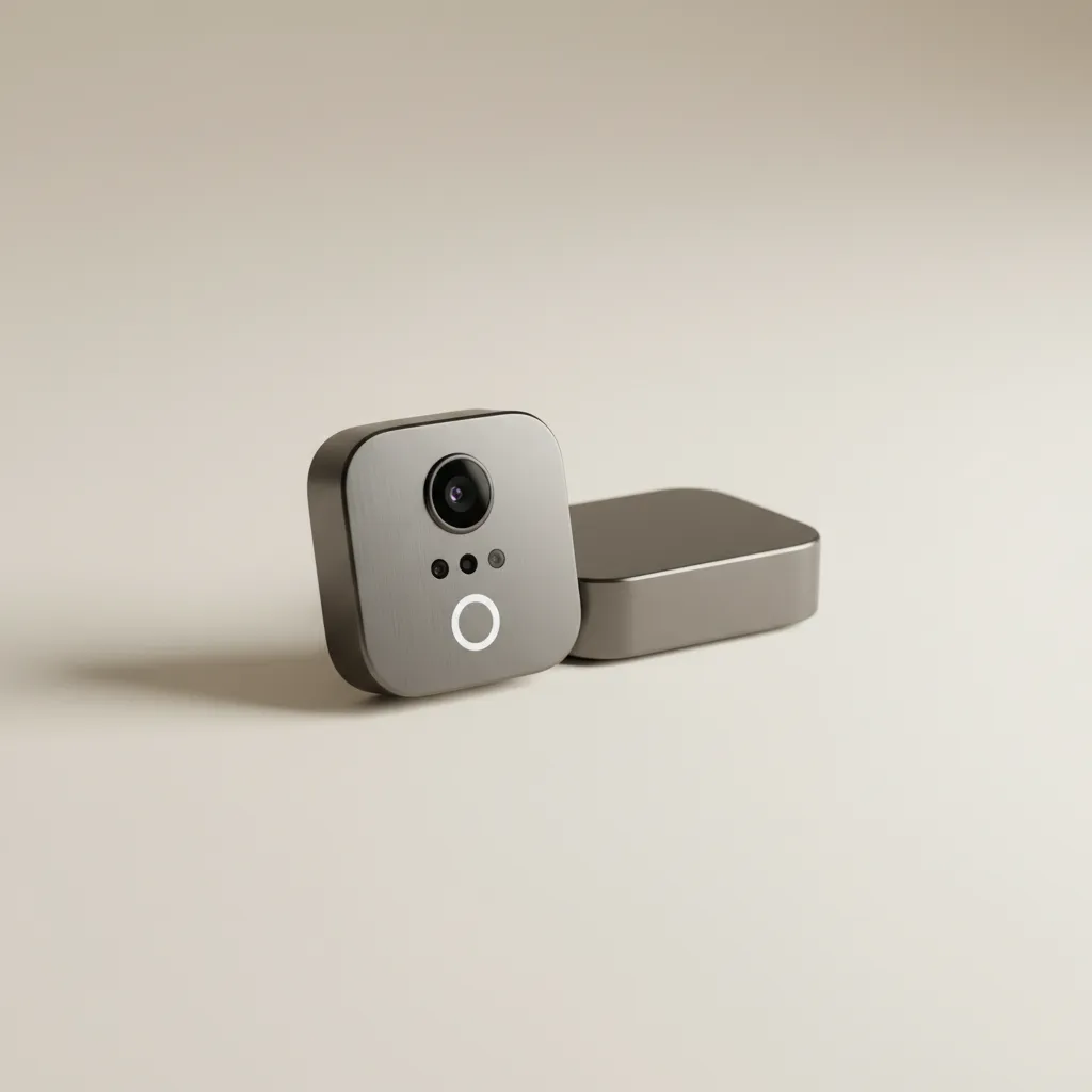 Close-up product shot of the Humane AI Pin showcasing its minimalist hardware design and sensors.