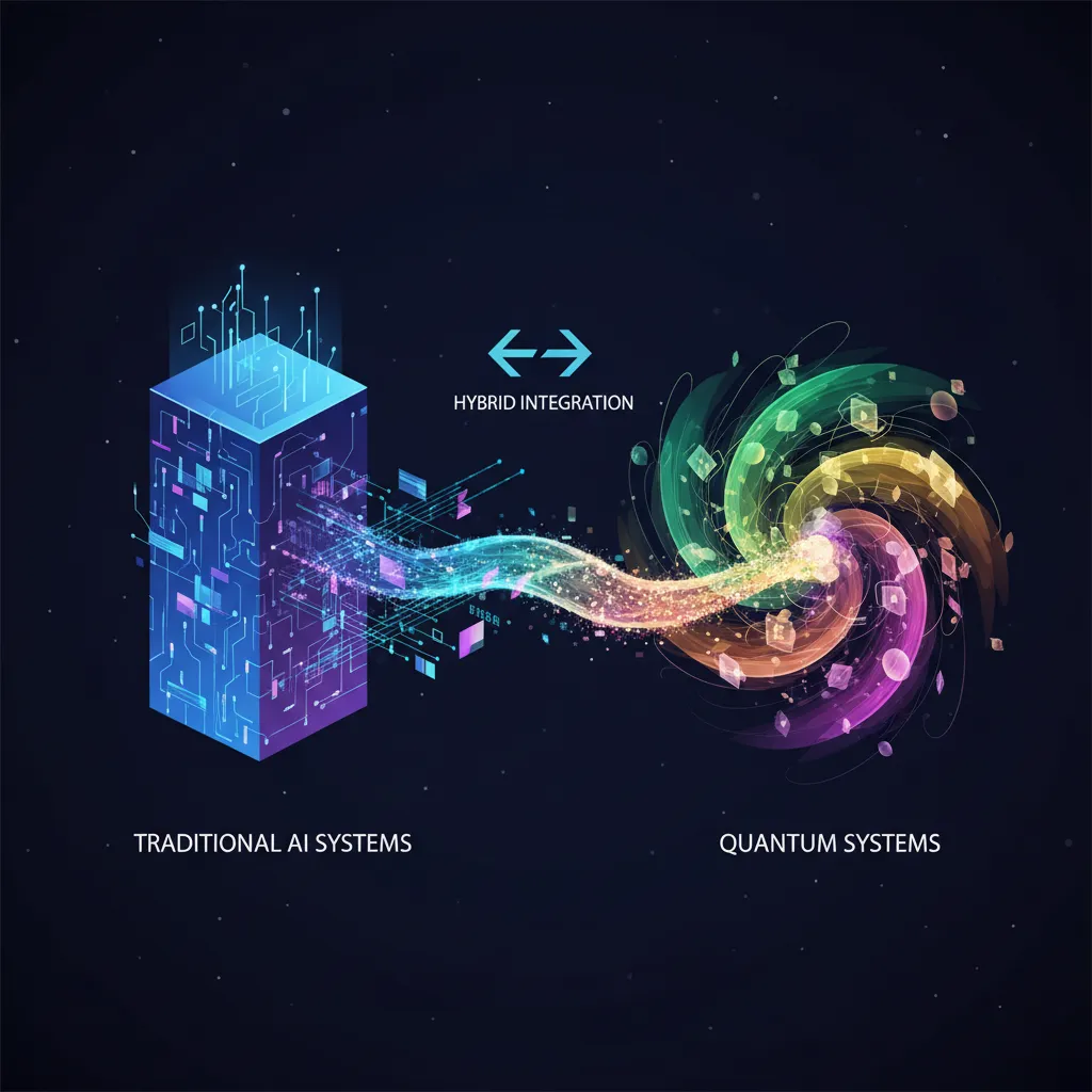 Data flow between traditional and quantum AI systems
