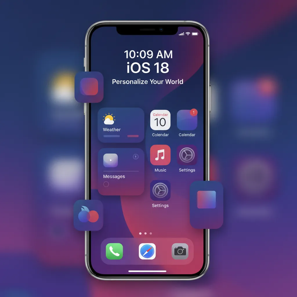 A user customizing their iPhone home screen with the new iOS 18 layout and color options.