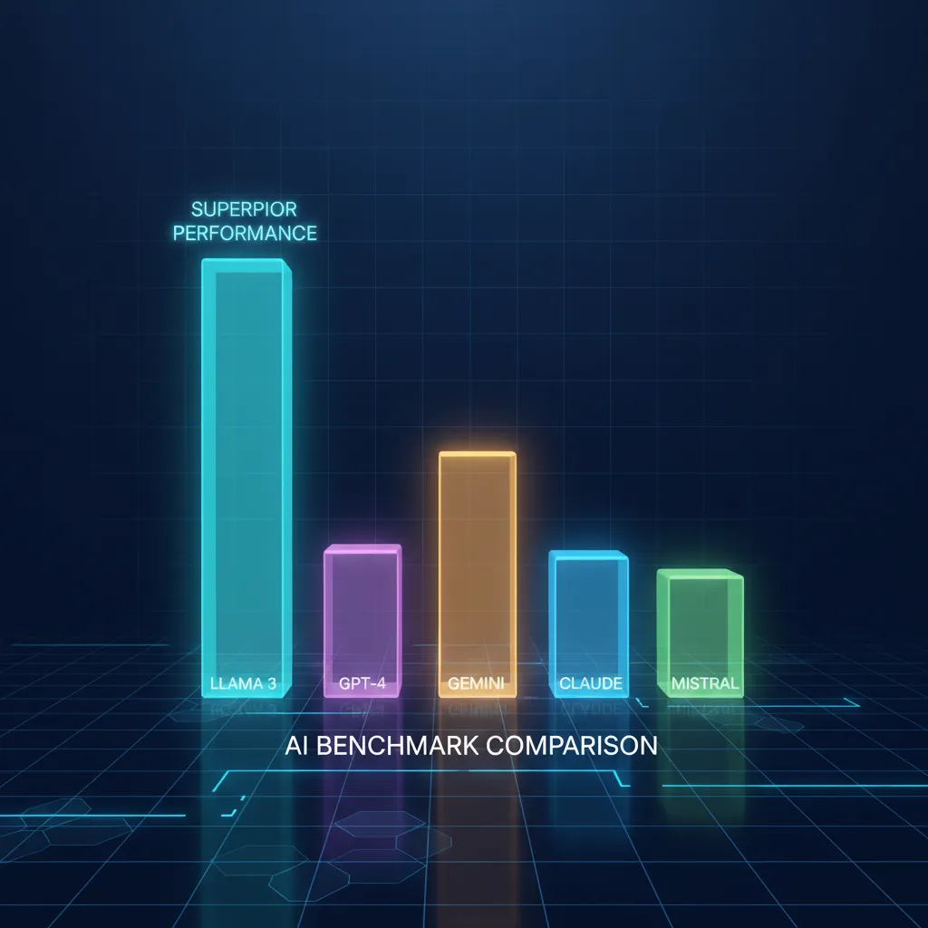 A diagram comparing the performance benchmarks of Llama 3 versus other AI models.