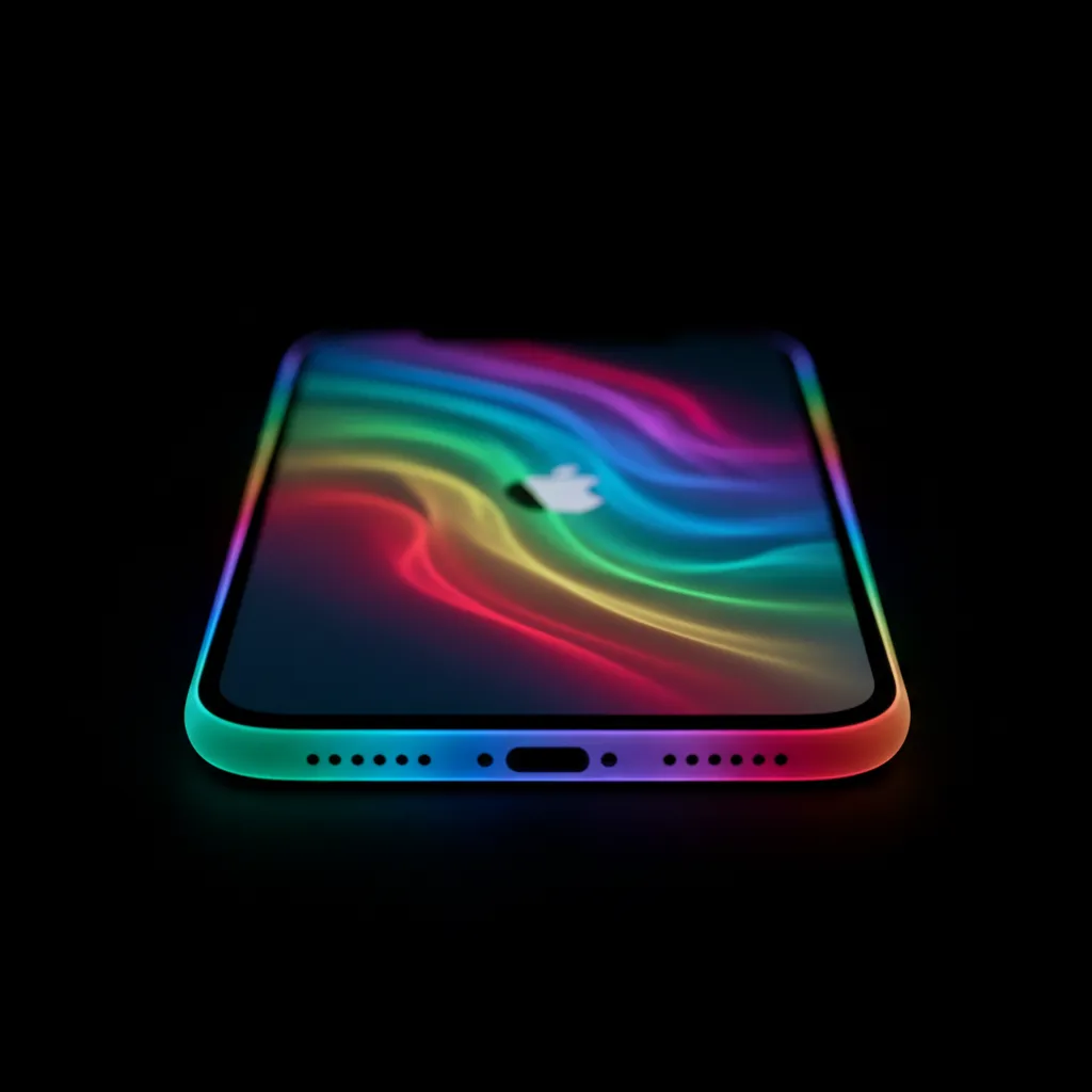 The new, more intelligent Siri logo with a glowing light pulsing around the edge of an iPhone screen, ready to take a complex command.