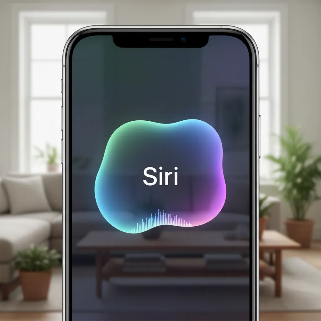The new Siri animation with a glowing, pulsating light effect around the edges of an iPhone, demonstrating its system-wide integration.