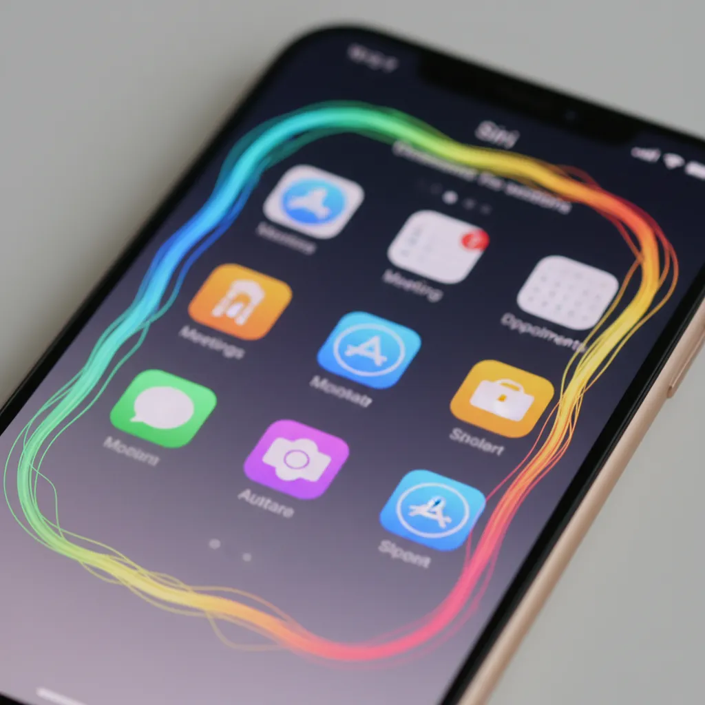 The new Siri animation with a glowing light pulsing around the edge of an iPhone screen, ready to take a complex command.