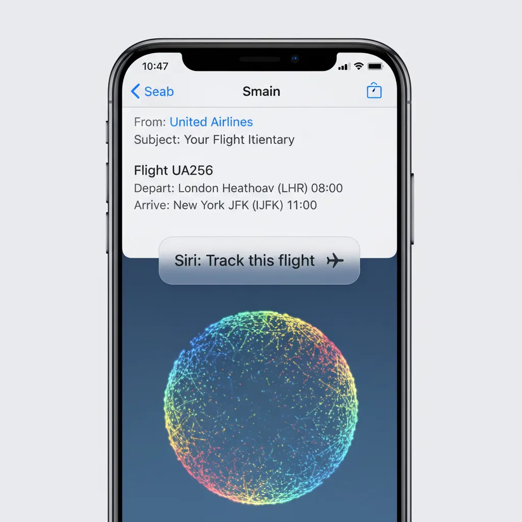 A visual representation of the new Siri's on-screen awareness, understanding context from an email.