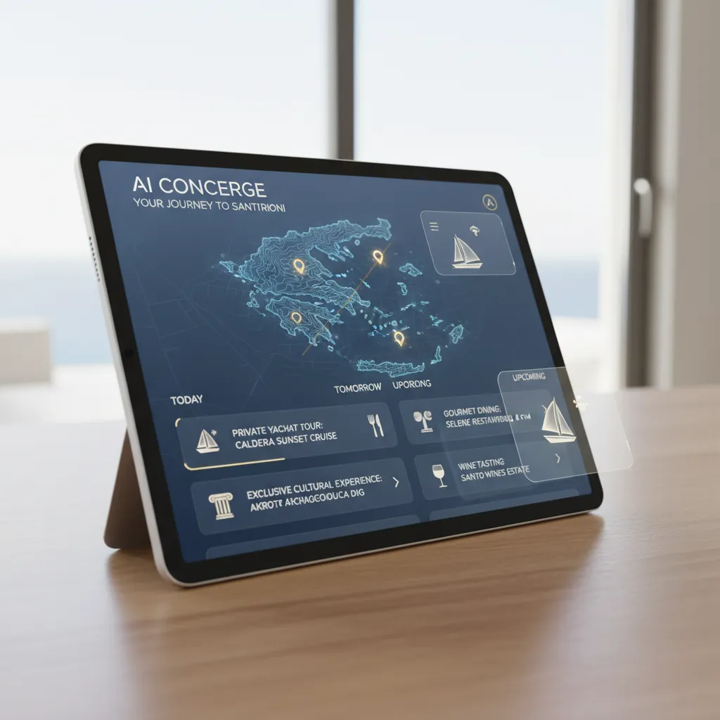 AI-powered personalized luxury travel itinerary on a tablet