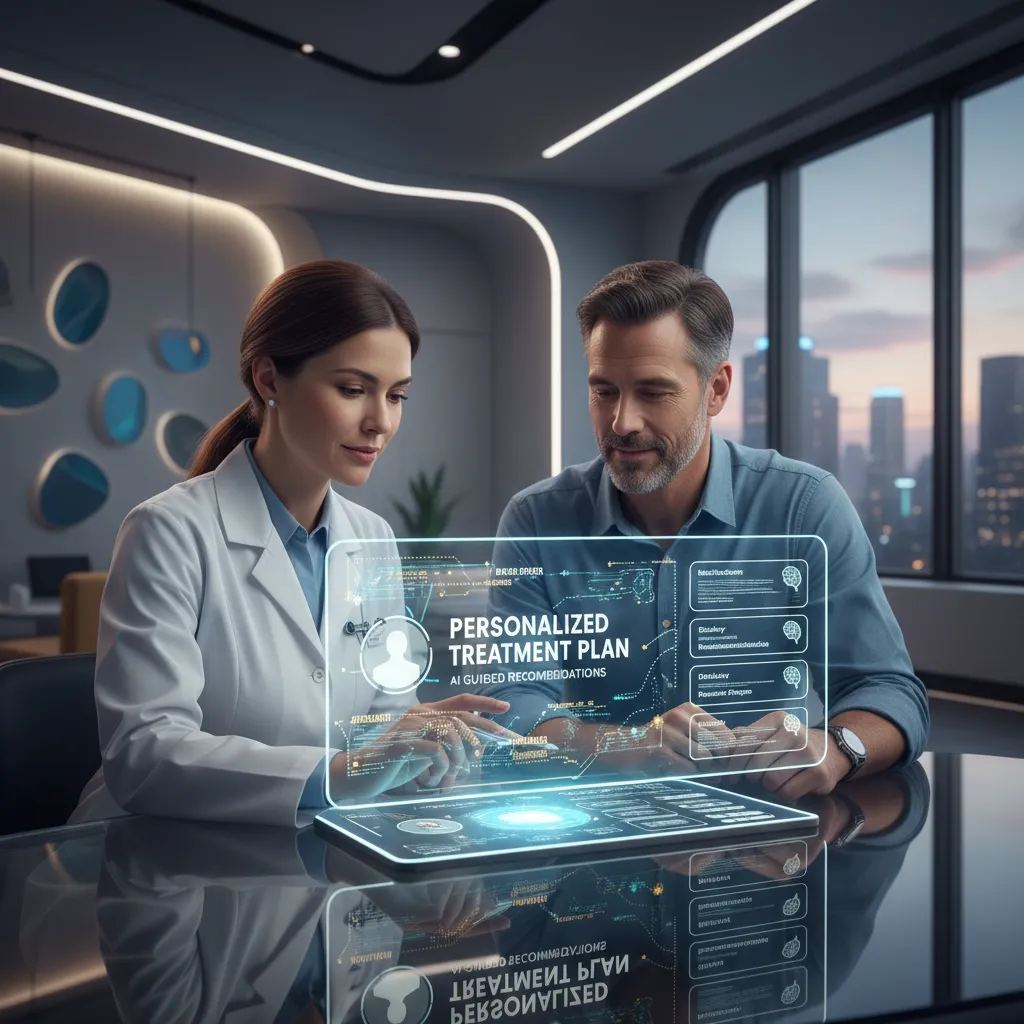 Doctor and patient discussing AI-driven personalized treatment