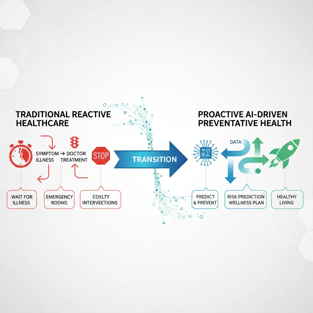 Infographic showing AI transforming healthcare to preventative care
