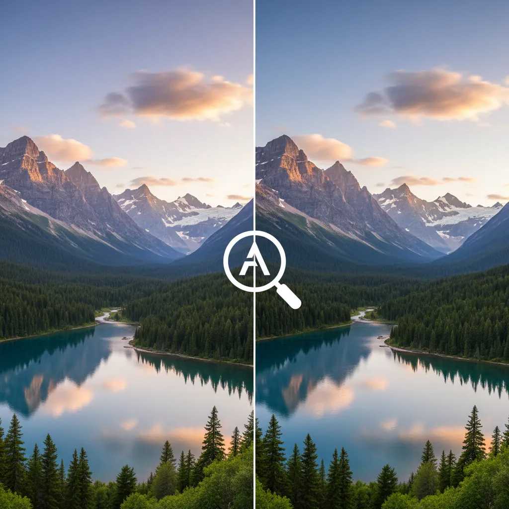Comparison of real and AI-generated landscape