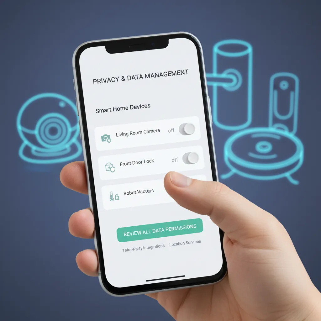 Smartphone screen showing privacy settings for smart home devices.