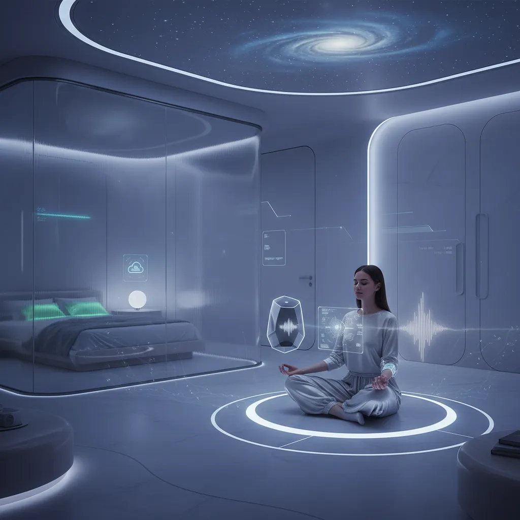 Futuristic smart home assisting with wellness routines
