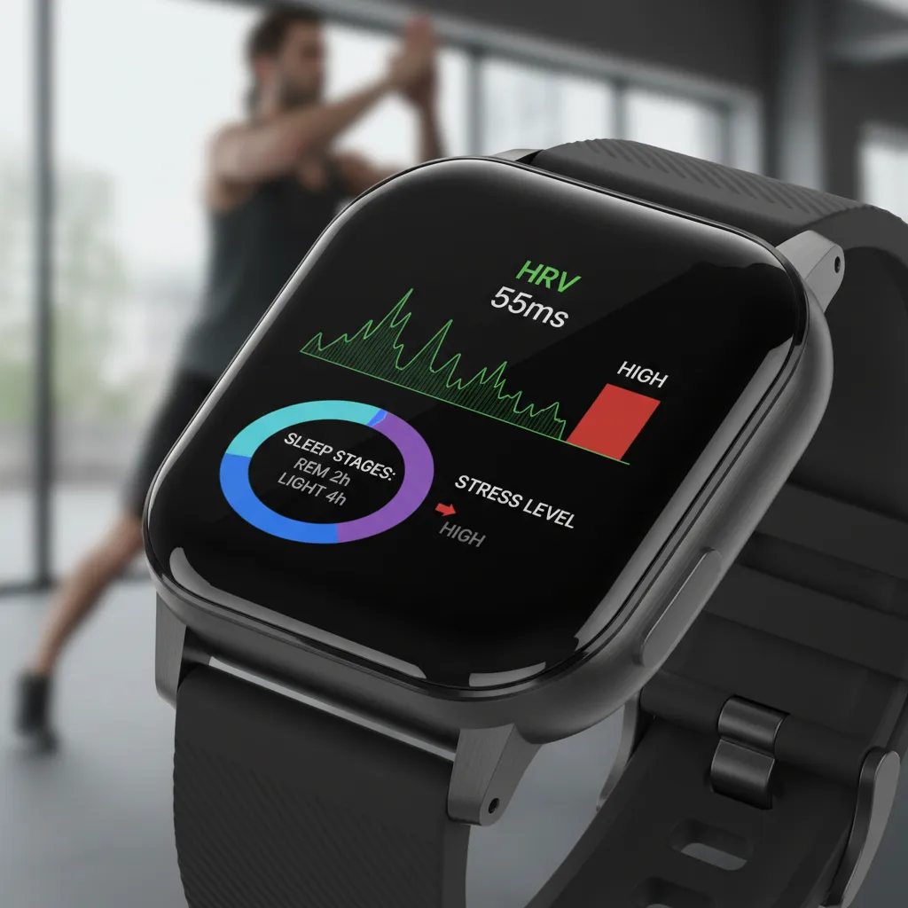 Smartwatch displaying health metrics
