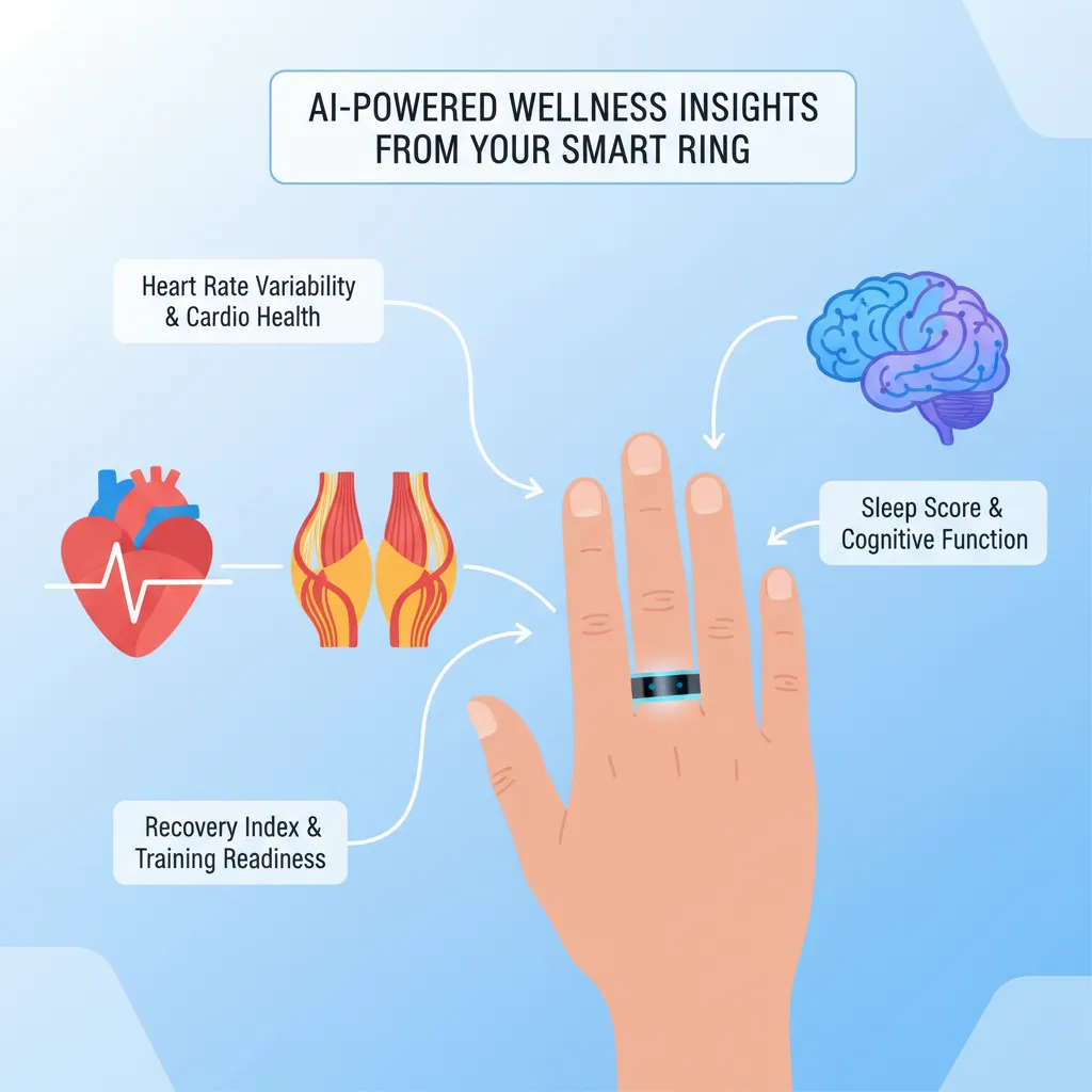 Infographic showing AI-powered health insights from a smart ring