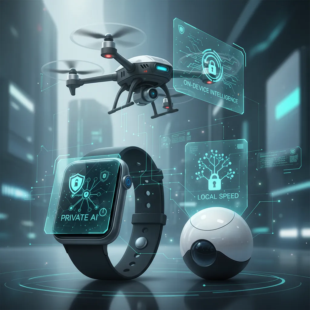 A person wearing a smartwatch that interacts with smart home devices, illustrating the seamless and private nature of on-device AI.